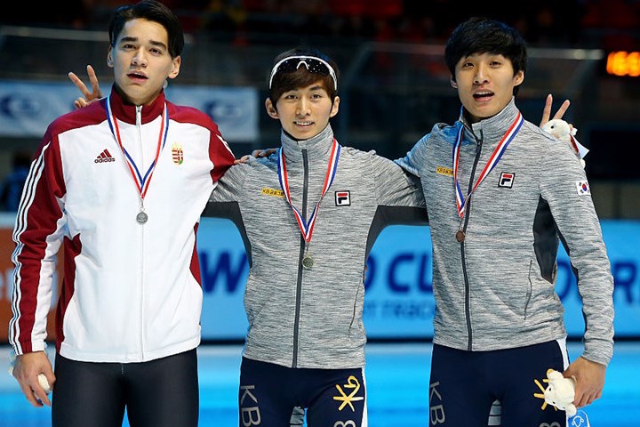 Lius Shaolin Sándor, Se Yeong Park és Joon Chun Kim. Fotó: ISU