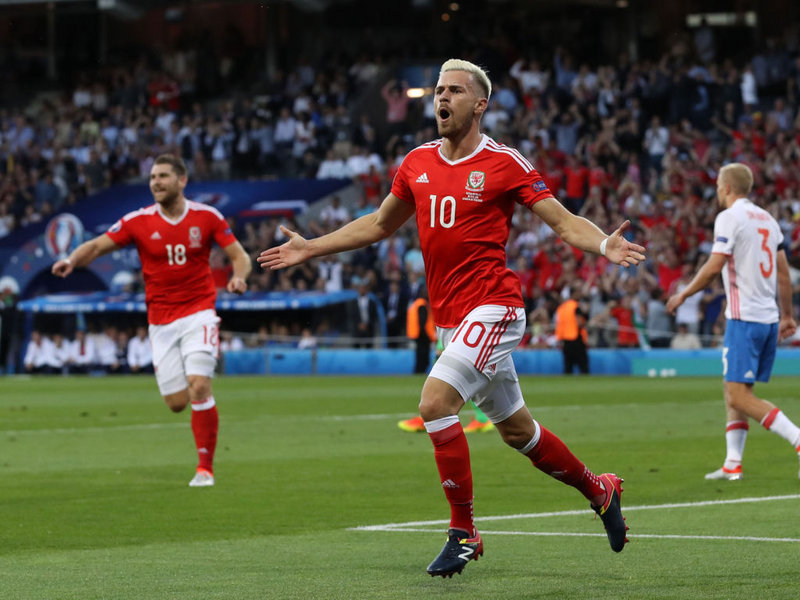 Oroszország ellen Aaron Ramsey nyitotta a gólok sorát. Fotó: sportinglife.com