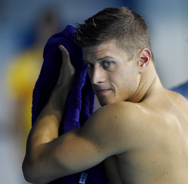  Gyurta Dániel úszó a Rio de Janeiró-i Olimpiai Uszodában tartott edzésen 2016. augusztus 4-én, egy nappal a riói nyári olimpia kezdete előtt. MTI Fotó: Illyés Tibor