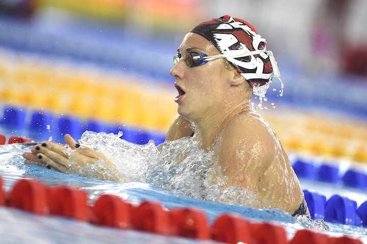  Hosszú Katinka úszó edz a Rio de Janeiró-i Olimpiai Uszodában két nappal a riói nyári olimpia kezdete előtt. MTI Fotó: Kovács Tamás